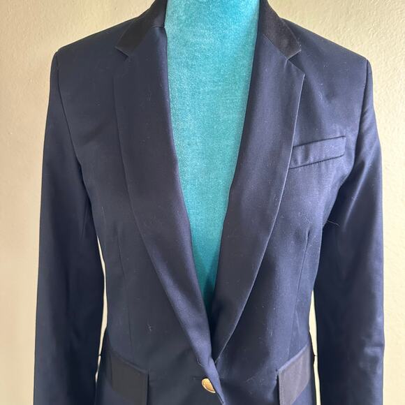 Rag & Bone Women 4 Blazer Blue with Black accents fitted brass buttons - Picture 2 of 10